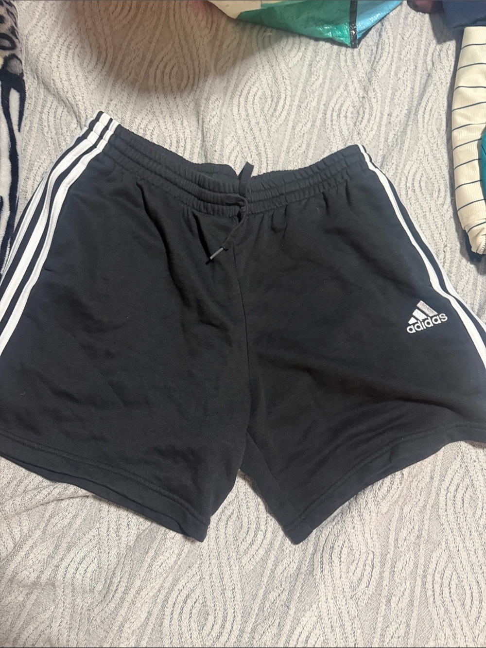 adidas Black Athletic Shorts with White Three-Stripes